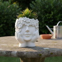 Woman Head Flower Pot Artistic Design Lady Head Planter Lightweight
