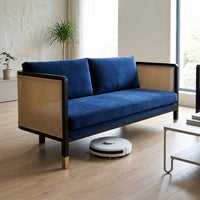 Sofa, Wooden, Rattan Sofa, 3-Seater, New Chinese Style, Washable Cover, Width 190cm