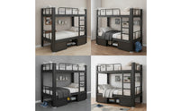 Steel Bunk Bed Double-Layer Bunk Bed with Ladder Heavy Duty Furniture for Students, Dormitory, Shared Rooms