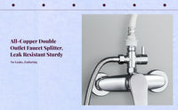 Brass Faucet Splitter, Double Outlet Adapter, Kitchen Sink Connector, Universal Copper Converter