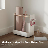 Lockable Casters Exercise Mat Storage Rack Sturdy & Long-Lasting Home Gym Storage Cart Space Saving Rolling Exercise Mat Holder Large Capacity for Fitness Lovers, Living Room, Office