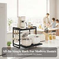 Space-Saving Extendable Microwave Rack Heat Resistant Expandable Microwave Stand Easy to Assemble Pull-out Appliance Shelf Rust Proof for Home Cooks, Apartment Dwellers, Homeowners, Kitchen, Pantry