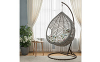 Rattan Wicker Hanging Egg Chair Teardrop Wicker Hanging Egg Chair Enclosed Furniture for Balcony, Living Room, Reading Corner