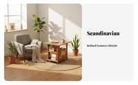 transformable Rolling Cabinet Foldable Design Tea Table Space-Saving for Bedroom