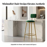 Upholstered Bar Stool with Support Rest Modern Design High-Legged Chair Comfortable Long-Lasting for Cafe, Reception Desk