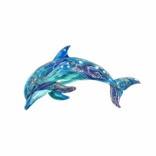 Metal Dolphin Wall Art Vivid Colors Metal Dolphin Art Wrought Iron House Decoration for Garden, Washroom