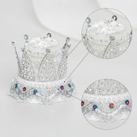 Faceted Crown Band Box Ornate Band Box with Clear Lid Compact Display Case with Clear Lid for Proposal, Wedding, Valentine's Day