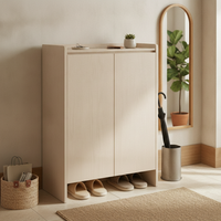 Solid Wood Shoe Storage Unit Removable Shelf Entryway Shoe Storage Unit Open Bottom Footwear Organizer for Hallway