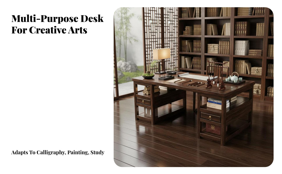 Chinese design Calligraphy Table sturdy Wood Construction Chinese Calligraphy Desk Traditional Craftsmanship Household Furniture for Study Room, Library