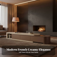 2 Pieces French Cream aesthetic Nesting Coffee Tables Space-Saving Pebble-Shaped Coffee Table pair Modern Design Household Furniture Rounded Edges for Apartment Dwellers, Interior Decorators, Living Room, Small Spaces, Lounge Area, Bedroom