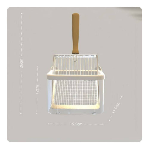 Metal Feline Litter Scoop with Holder Rust Resistant Pet Cleaning Space Saving