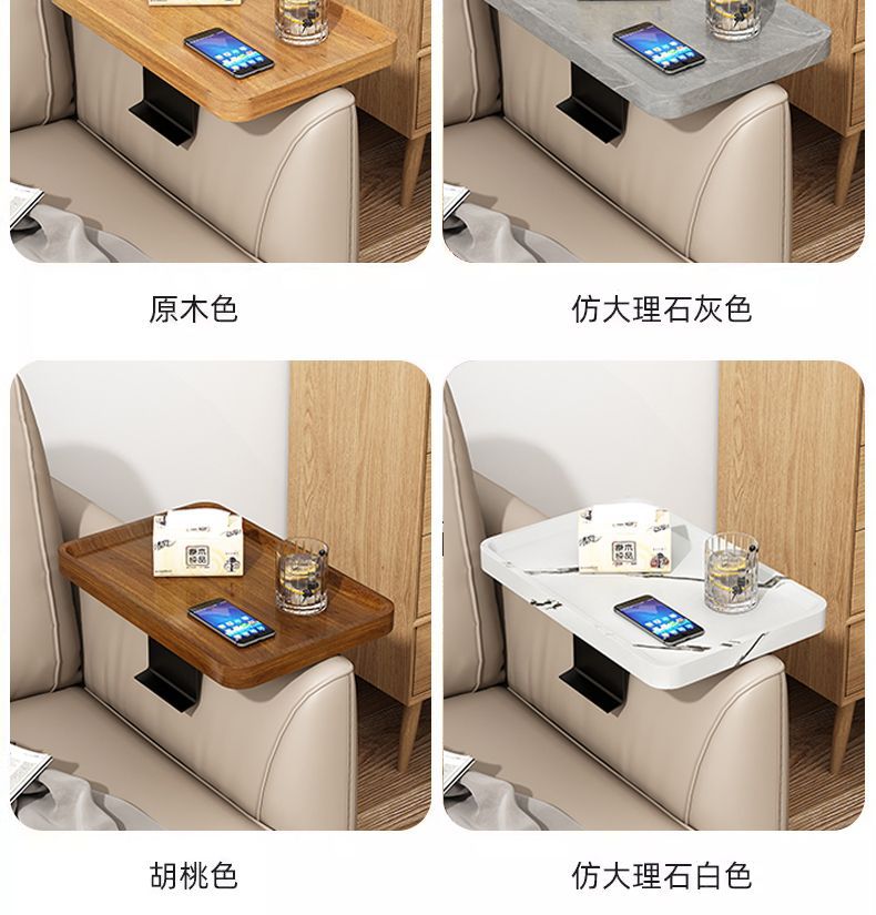 Sofa Armrest Tray Table with Wood Finish