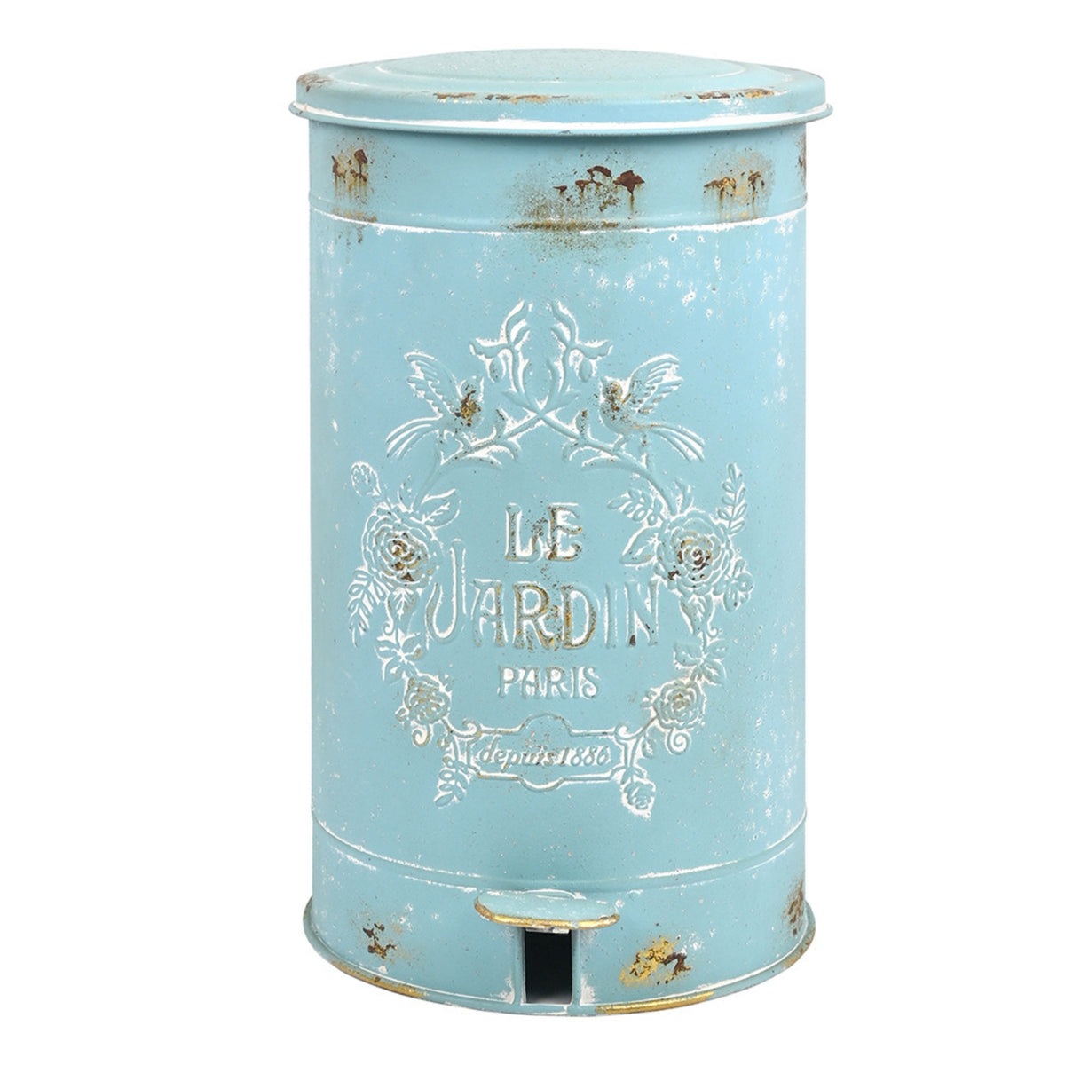 Garden Iron Dustbin Retro Style Decorative Pedal Waste Bin Easy to Clean Ornate Courtyard Trash Can