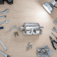 Stainless Steel Fuel Heater Muffler with Bracket Polished Fuel Heater Exhaust Muffler Compact Vehicle Part High Temperature for Workshop Installs