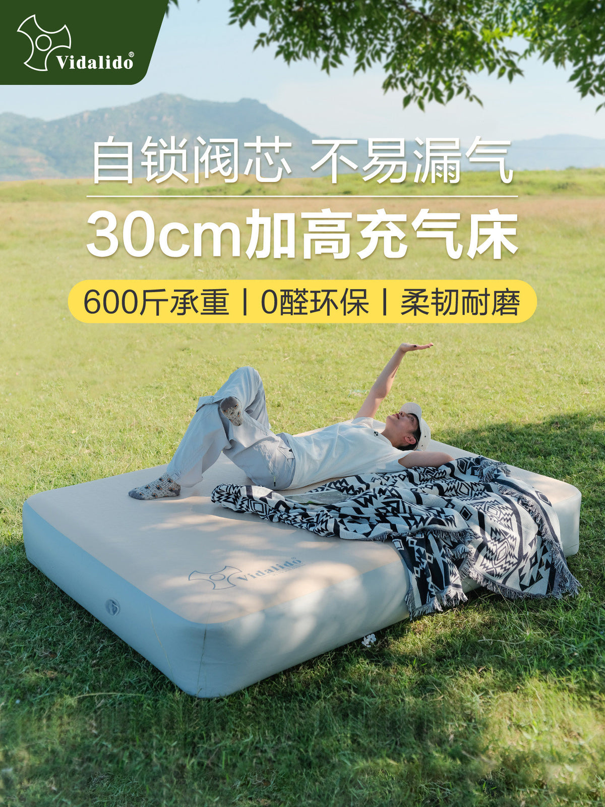 维达利多梦恬户外露营PVC拉丝加高充气床垫弹丝睡垫打地铺气垫床