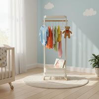 Rolling Clothes Valet with Basket Child-Friendly Height children's Furniture