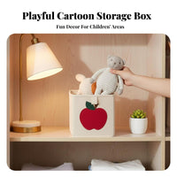 Embroidered Cloth Container Space Saving Rectangular Tote with Handles for children