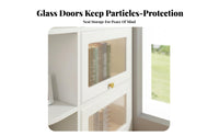 particle-clearproof Tall Glass-Door Corner Cupboard Floor-Standing Display Cabinet Space-Saving Storage unit for Book Lovers, Collectors, Homeowners, Living Room, Study, Home Office, Bedroom
