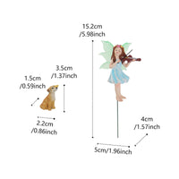 Luminous Fairy Garden Decor Stake Glow in the Dark Fairy and Dog Figurine Set Resin Craft for Bonsai