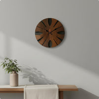 12 Inch Round Wall Clock Retro Design Wood Grain Clock Non-Ticking for Kitchen