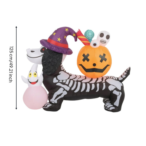 Skeleton Dog with Pumpkin Head Outdoor Inflatable Skeleton Dog Seasonal Outdoor Decoration