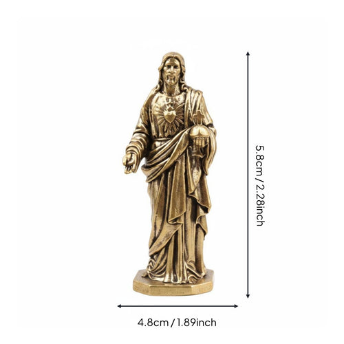 Holy Statuette Figurine Vintage Style Brass Blessed Statue Desktop Ornament for Office