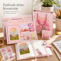 Children's Day Oil Painting Notebook Gift Set for Students, Aesthetic Diary with Stationery Tools and Tapes