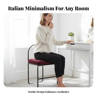 Upholstered Loop-Frame Stool Minimalist Design Indoor Seating for Bedroom, Women