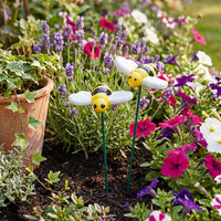 Ceramic Garden Decorative Bee Stakes for Yard & Lawn, Artificial Insect Ornaments for Vases & Everlasting Flowers