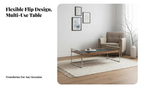 Wood Top Metal Frame Coffee Table Modernist Design Rectangular Coffee Table Small Apartment Perfect for Retro Aesthetic