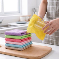 10-Pack Fish Scale Microfibre Cloth, Thick Cleaning Cloths for Glass and Mirrors, Mixed Color Dry and Wet Use Household Essentials