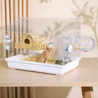 Panoramic Hamster Cage, Fully Transparent Hamster Villa with Exercise Wheel, Large Syrian and Dwarf Hamster Home for Easy Viewing