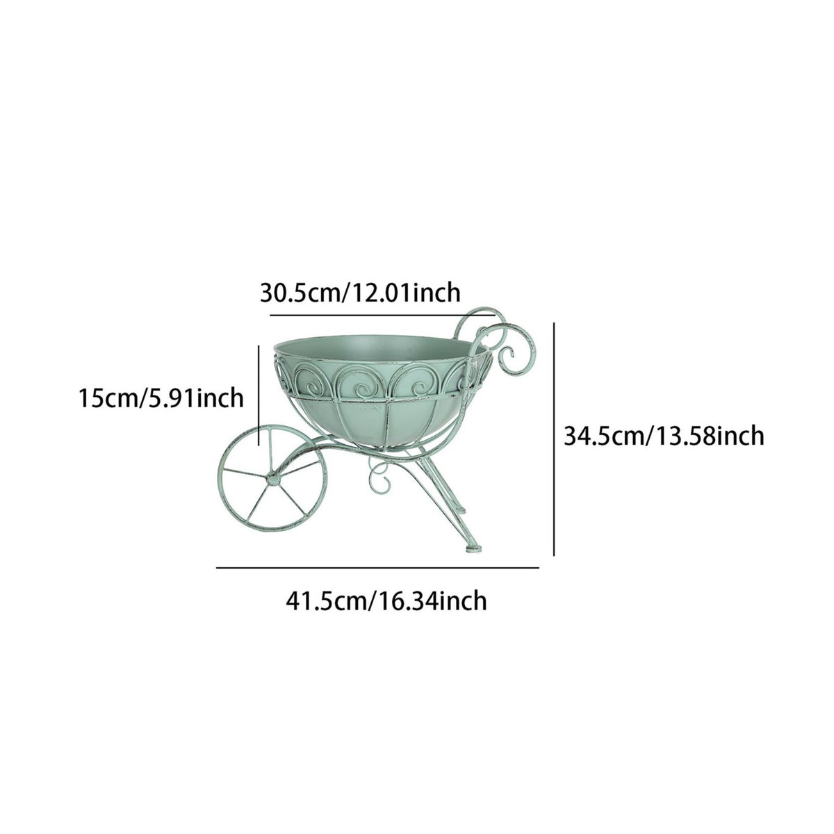 Iron Flower Carriage Metal Vintage Planter Stand Outdoor Use for Patio