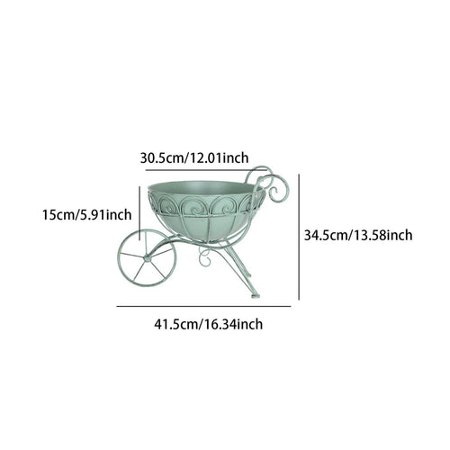 Iron Flower Carriage Metal Vintage Planter Stand Outdoor Use for Patio