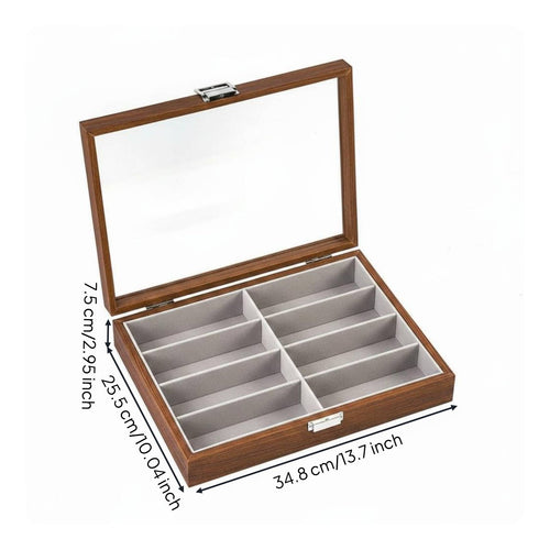 Wooden Sunglasses Box Lockable Sunglasses Organizer Box Dustproof Eyeglasses Display Case for Home Display