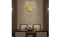 Peacock Wall Clock Gold-Tone Wall Clock with Pendant Radial for Homeowners