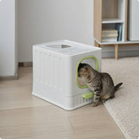 Cat Waste Management Station with Pull-out Tray Covered Cat Waste Management Station with Lid and Drawer Indoor Pet Supply for Living Rooms