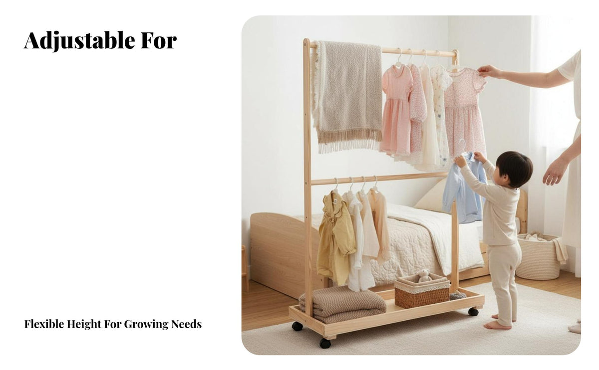 child-accessible Height child's A-Frame Clothing Rail Minimalist Design Toddler Dress-up Rack Rounded Corners Garment Stand Space-Saving for Children, Toddlers, Parents, Bedroom, Nursery, Playroom, Entryway