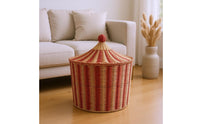 Lidded Storage Basket Decorative Paper Rope Basket Renewable Material