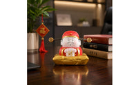 Smiling Wealth God Figure Spring Wire Wealth Deity Statue Small Size Feng Shui Ornament
