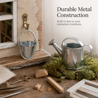 Miniature Tin Bucket and Watering Can for Diorama and Scene Decoration
