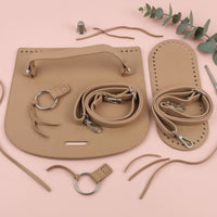 Pre-Punched DIY Bag Making Kit Leather-Like Bag Accessory Kit Stitched Silver-Tone for Crafters, Hobbyists, Leathercraft, Crochet, Knitting
