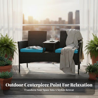 3 Pieces 3-Piece Wicker Chat Set Waterproof 3-Piece Wicker Seating Group UV-Resistant Space-Efficient Design for Patio, Garden