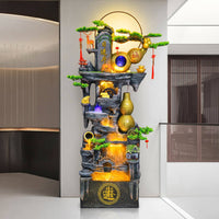 Feng Shui Water Feature with Crystal Ball Tranquil Atmosphere Floor Standing Water Feature Resin Construction Indoor Waterfall Feature