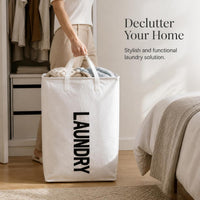 Foldable Canvas Laundry Hamper with Handles, Collapsible Storage Basket for Clothes, Toys, and Home Organization