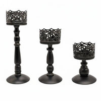 3 Pieces Wrought Iron Candle Holder Unique Shape Metal Candlestick Set