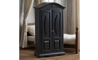1/12 Scale Wardrobe Black Wooden Dollhouse Wardrobe Carved Top for Dollhouses