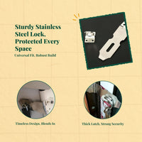Stainless Steel Door Lock Hasp, Protected Cabinet Drawer Latch, sturdyDuty Security Latch for Home, Office, Garage