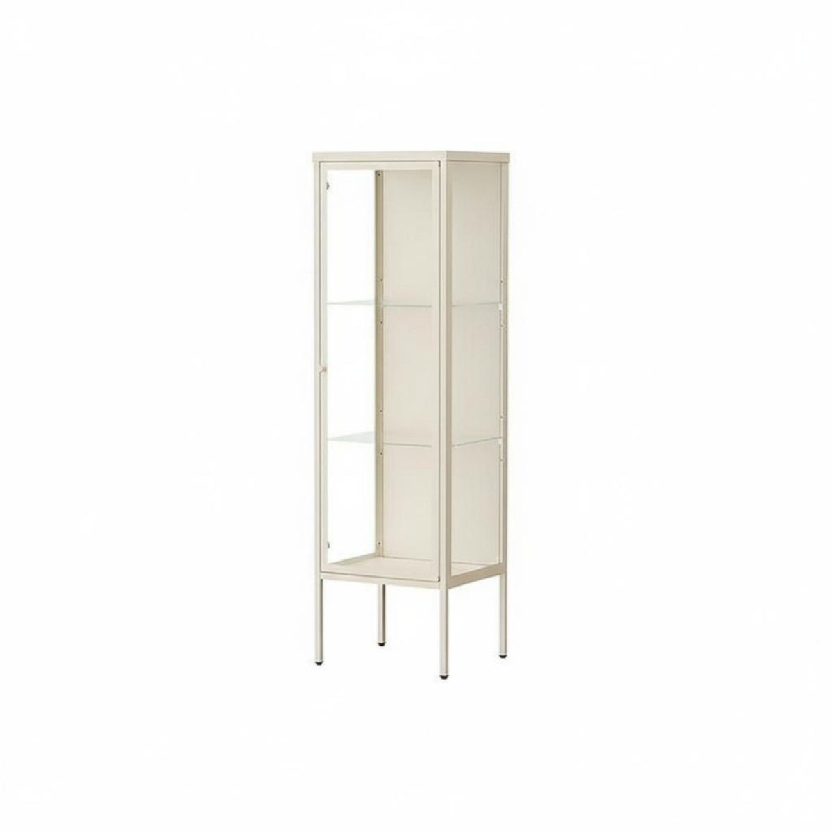 Narrow Fluted Glass Cabinet Lively Color choices Display Case Transparent Doors