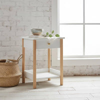 Nightstand with Drawers Nordic Wooden Nightstand Bottom Shelf Small Storage Table for Living Room